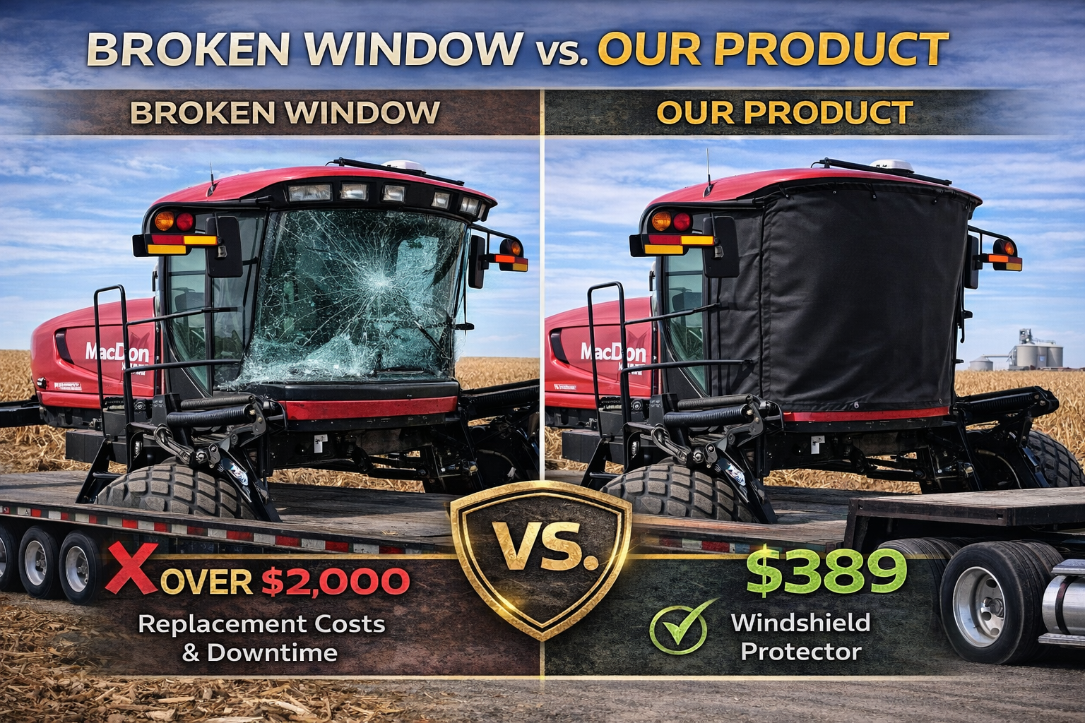 Agriculture / Heavy Equipment - Transport Windshield Protection S Series John Deer Combine 78" W x 58 1/4" T