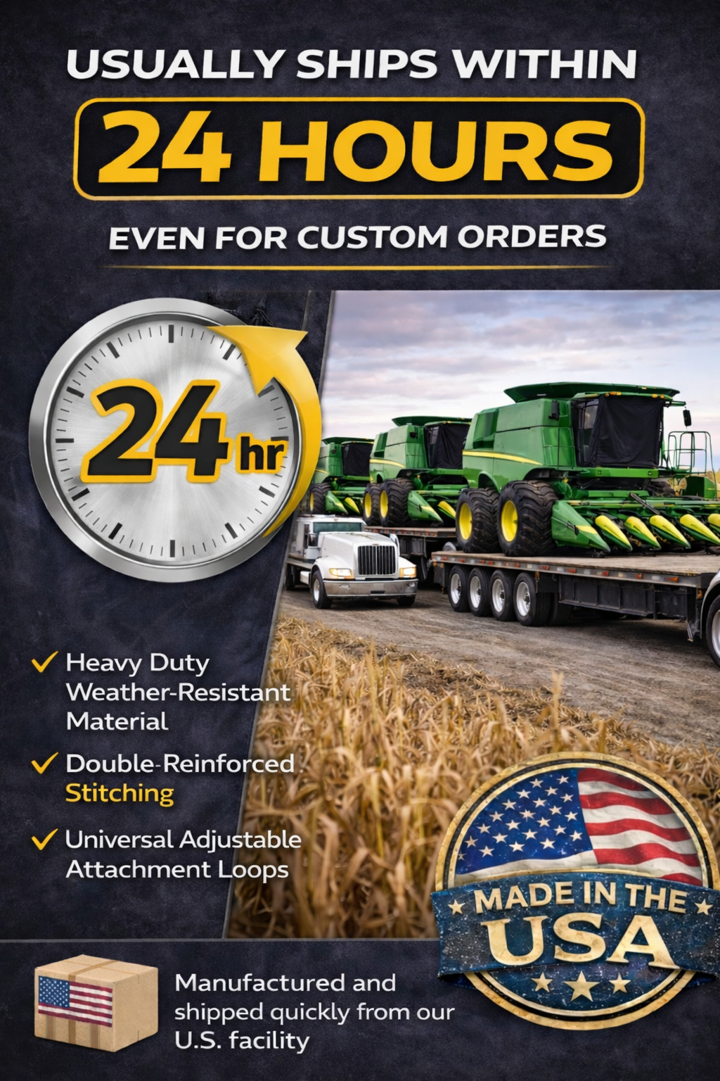 Universal Size Transport Windshield Protector! 3x3, 4x4, 5x5, 6x6, 7x7, 8x8 Custom Designs available! Fold smaller for multiple uses! Any equipment, any size! Great for truck drivers, hauling multiple types of equipment, great for large fleets!