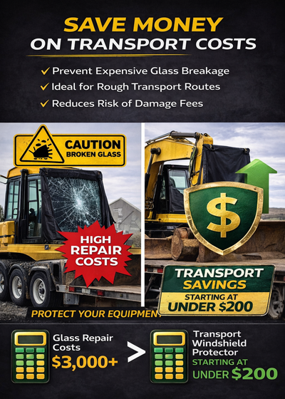 Universal Size Transport Windshield Protector! 3x3, 4x4, 5x5, 6x6, 7x7, 8x8 Custom Designs available! Fold smaller for multiple uses! Any equipment, any size! Great for truck drivers, hauling multiple types of equipment, great for large fleets!